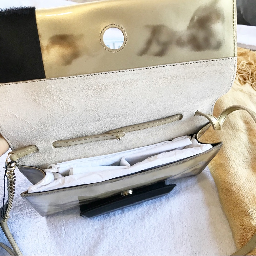FURLA Womens Fur Patent Leather Shoulder Bag - Picture 6 of 8
